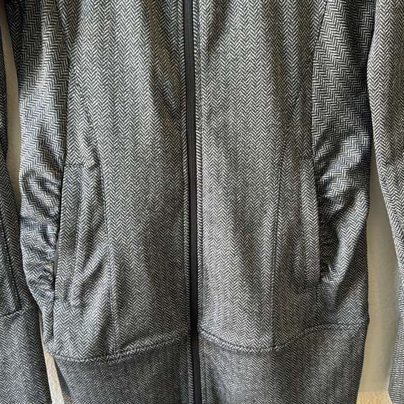 Mondetta Gray Black Herringbone Long   Running Workout Hood Jacket Small EUC - Picture 5 of 8